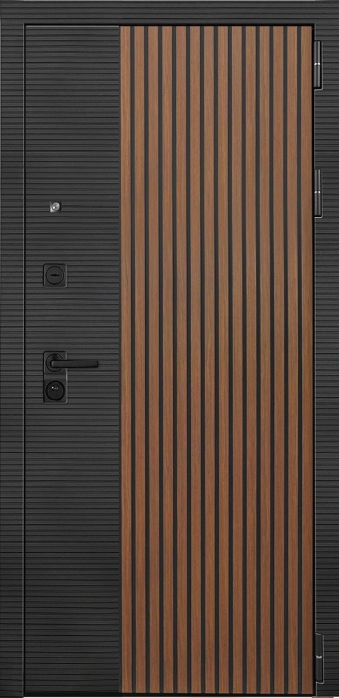 Дверь ДвериПРО Модель L-48 ФЛ-659 (12мм, nussbaum+черная патина винорит) DPRO191010