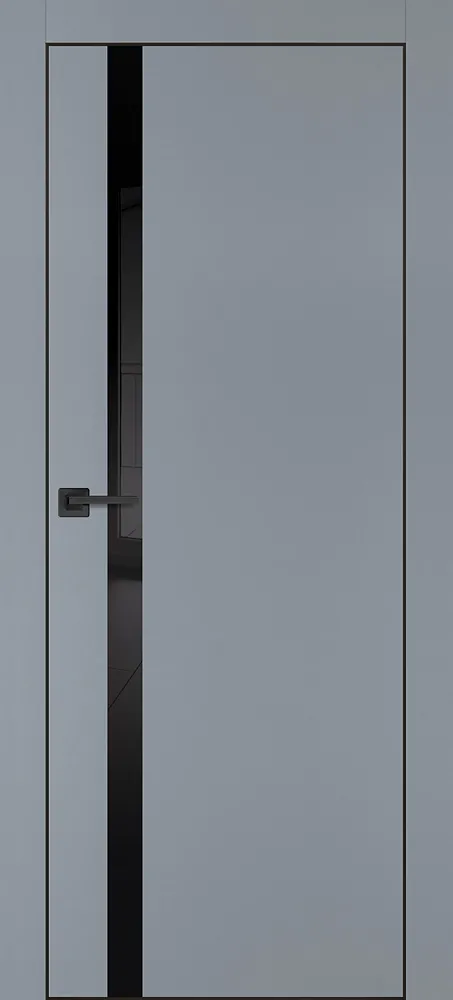 Межкомнатная дверь PX-8  черная кромка с 4-х ст. Серый матовый